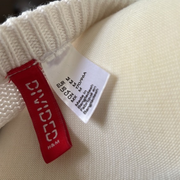 H&M Pepsi Logo White Oversized Knit Crewneck Sweatshirt Sz M - Picture 4 of 5